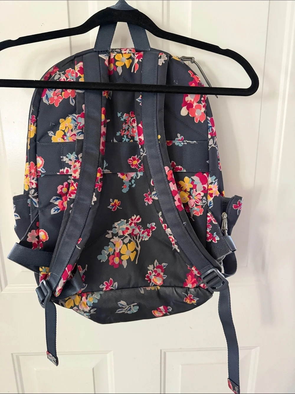 Vera Bradley Dark Gray Floral Backpack with Pink, Yellow & Blue Blooms
